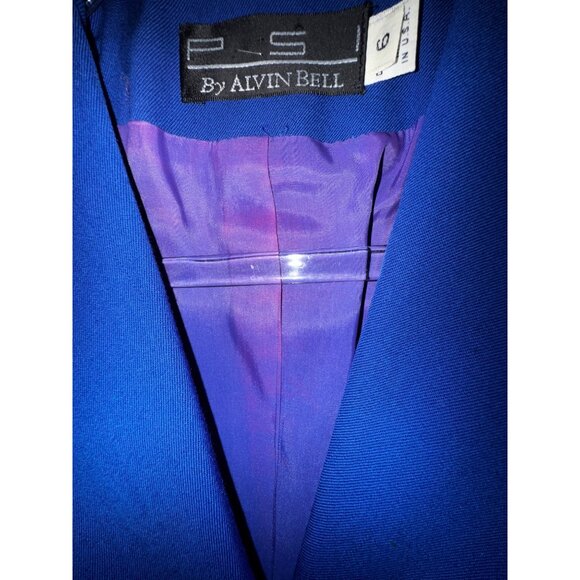 Vintage Royal Blue Dress Coat Size 6 Office Sexy Blazer New Wave Boss Royal Punk - Picture 9 of 9